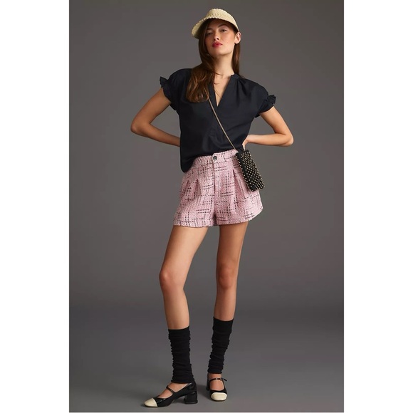 Anthropologie Pilcro The Tatum Top Poplin Black Puff Sleeve Blouse Sz Medium - Picture 4 of 12